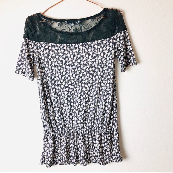 NWOT French Connection Birds Eye Print Lace Top - Picture 6 of 7